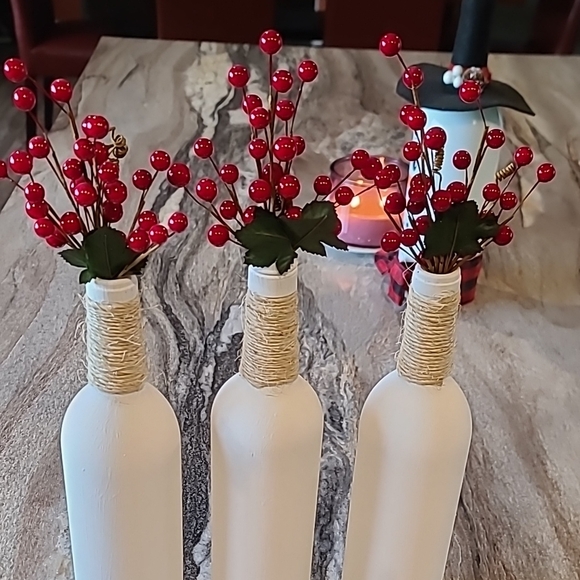 Festive JOY Holiday Decor Bottles - White and Red - Picture 4 of 5